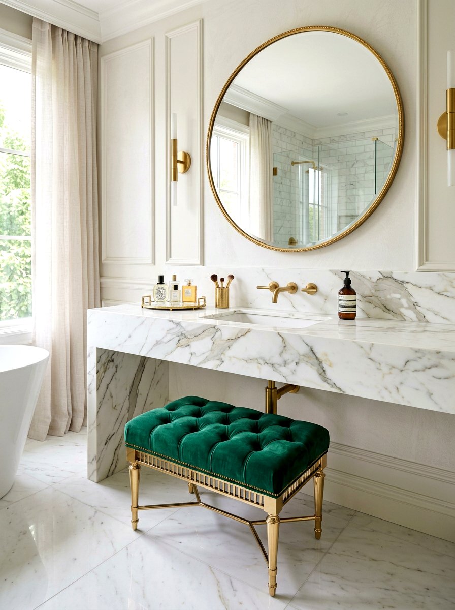 Velvet Vanity Stool - 30 vanity stool bathroom ideas