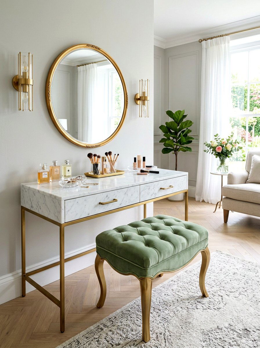 Velvet Vanity Stool - 30 sensory bathroom ideas