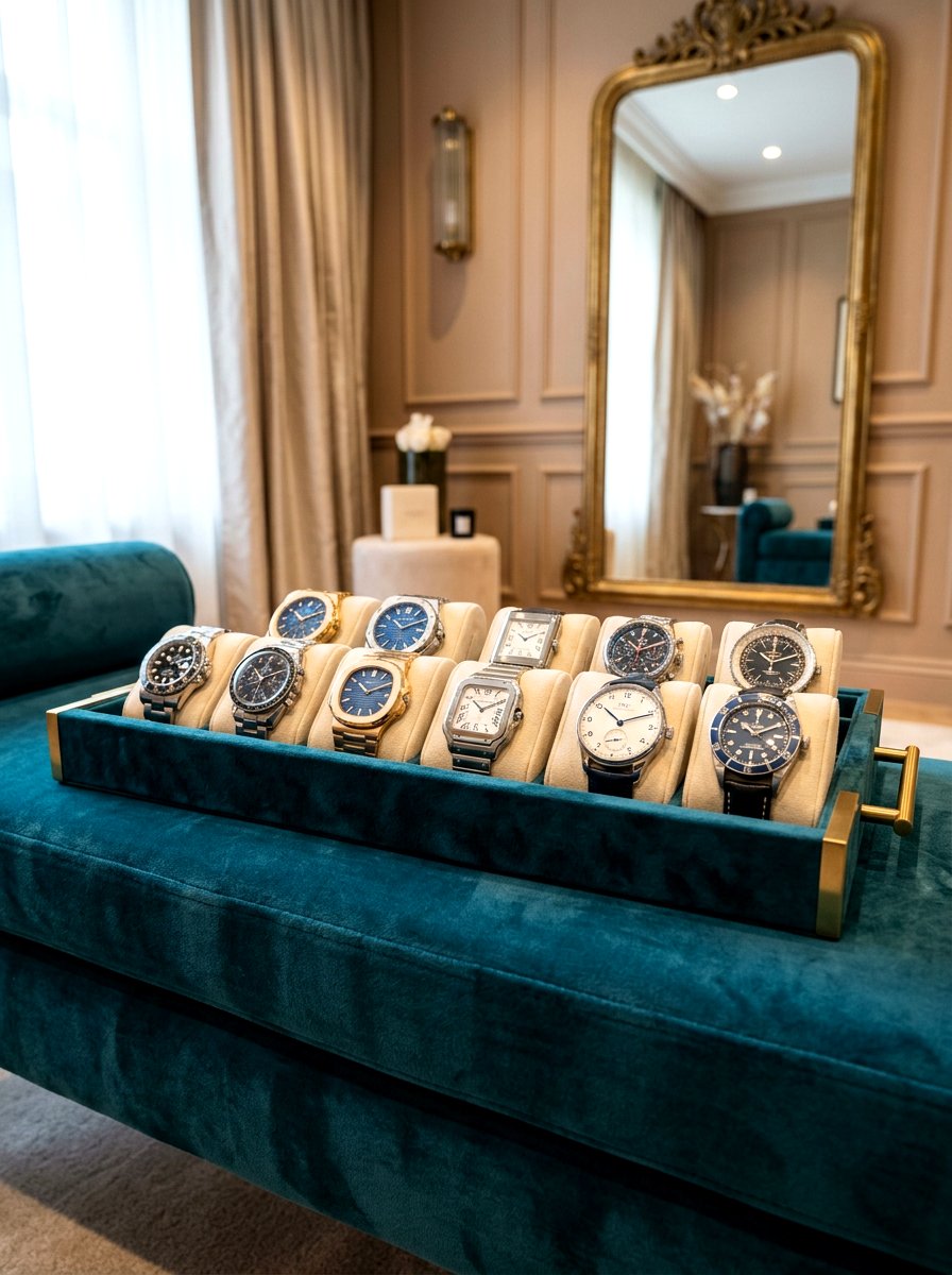 Velvet Watch Cushion Tray - 30 watch storage ideas