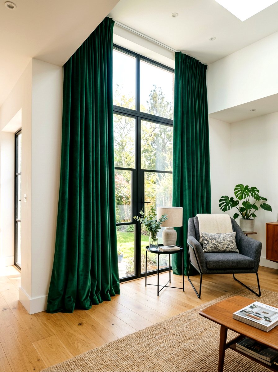 Velvet Window Curtains - 30 renter friendly luxury decor ideas
