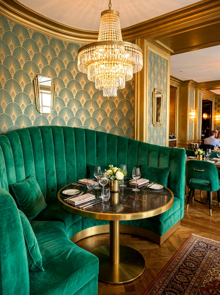 Velvet banquette - 30 breakfast room bench ideas