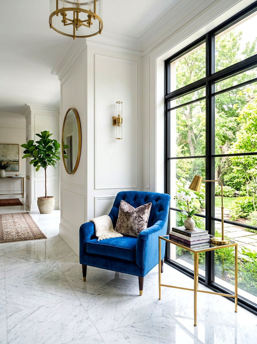 Velvet chair hallway corner - 30 hallway reading nook ideas