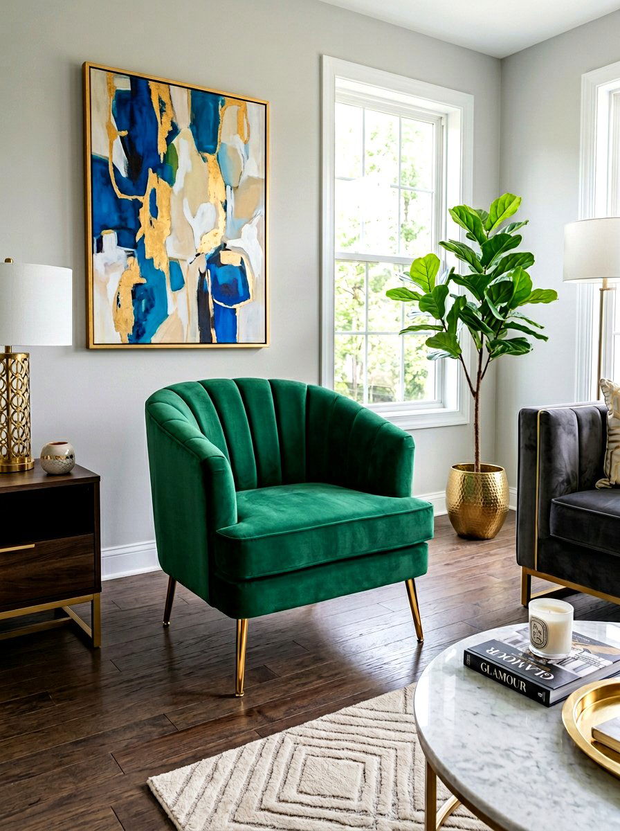Velvet channel tufted chair - 30 armless chair living room ideas