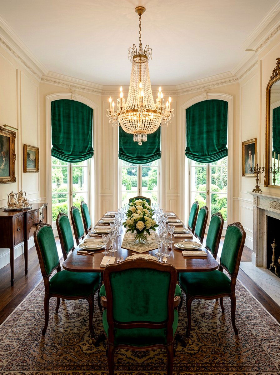 Velvet dining room shades - 30 roman shade ideas