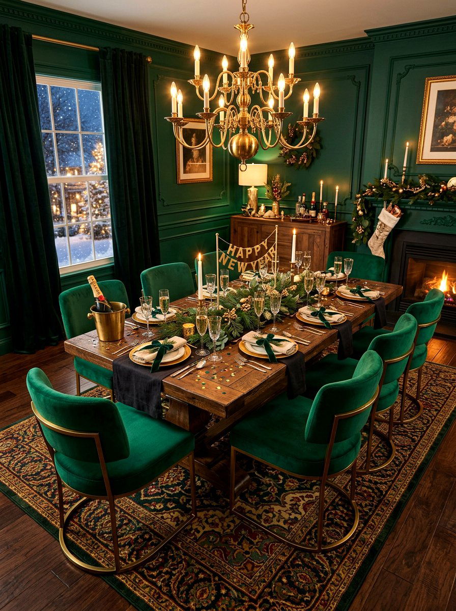 Velvet furniture dining room - 30 New Year dining room ideas