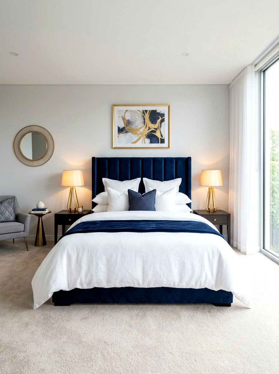 Velvet headboard - 30 luxury bedscape ideas