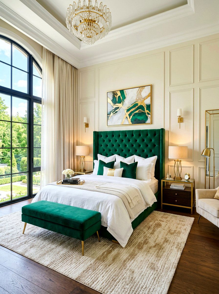 Velvet headboard - 30 tactile bedroom decor ideas