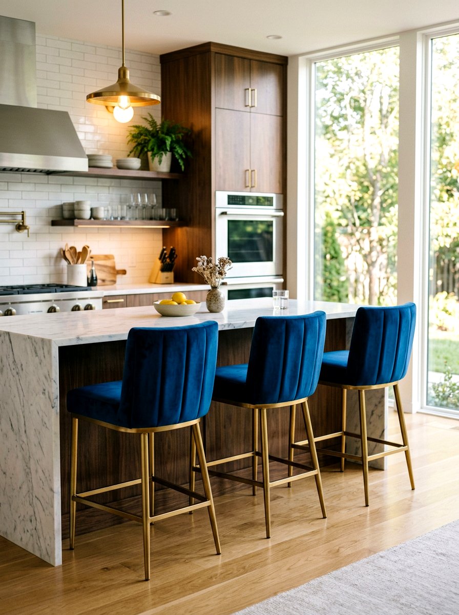 Velvet kitchen bar stool - 30 neo deco kitchen ideas