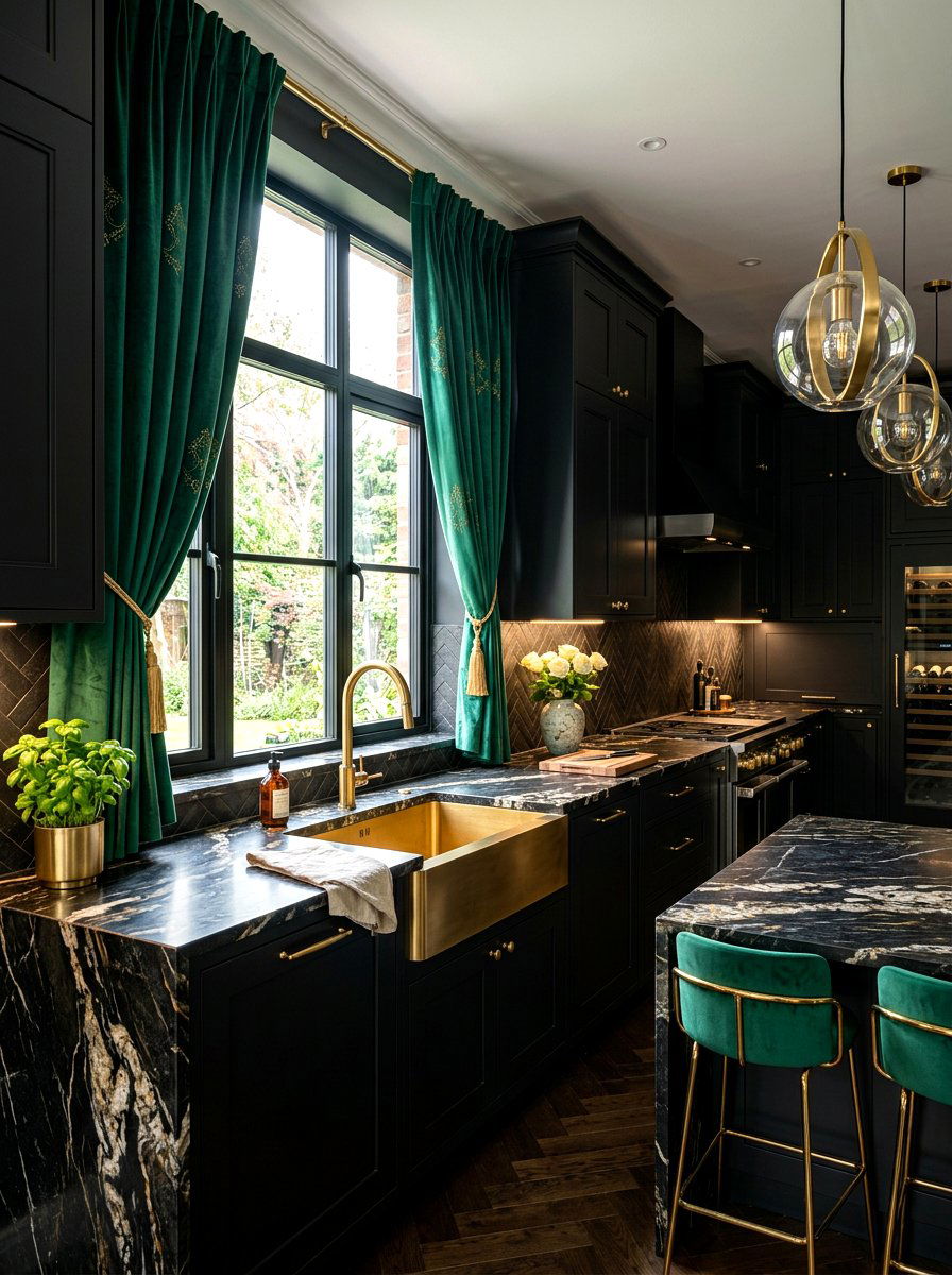 Velvet kitchen curtains - 30 kitchen curtain sink ideas