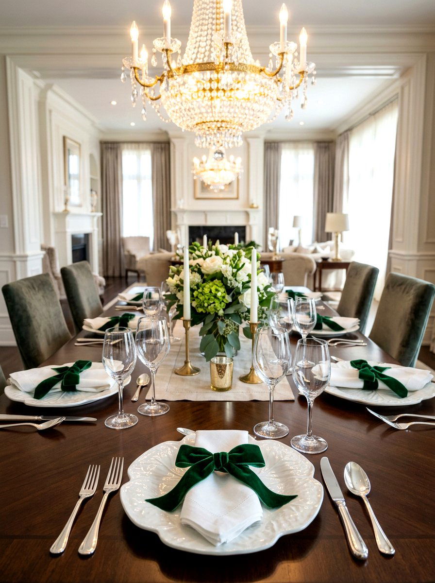 Velvet napkin ribbon - 30 cabbagecore tablescape ideas