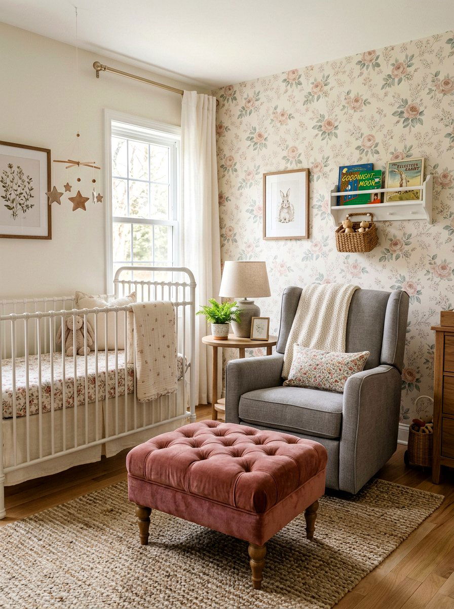 Velvet ottoman nursery - 30 soft traditional nursery ideas