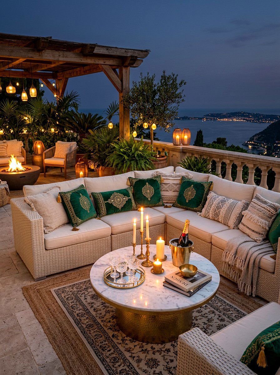 Velvet outdoor pillow - 30 boho patio cushion ideas