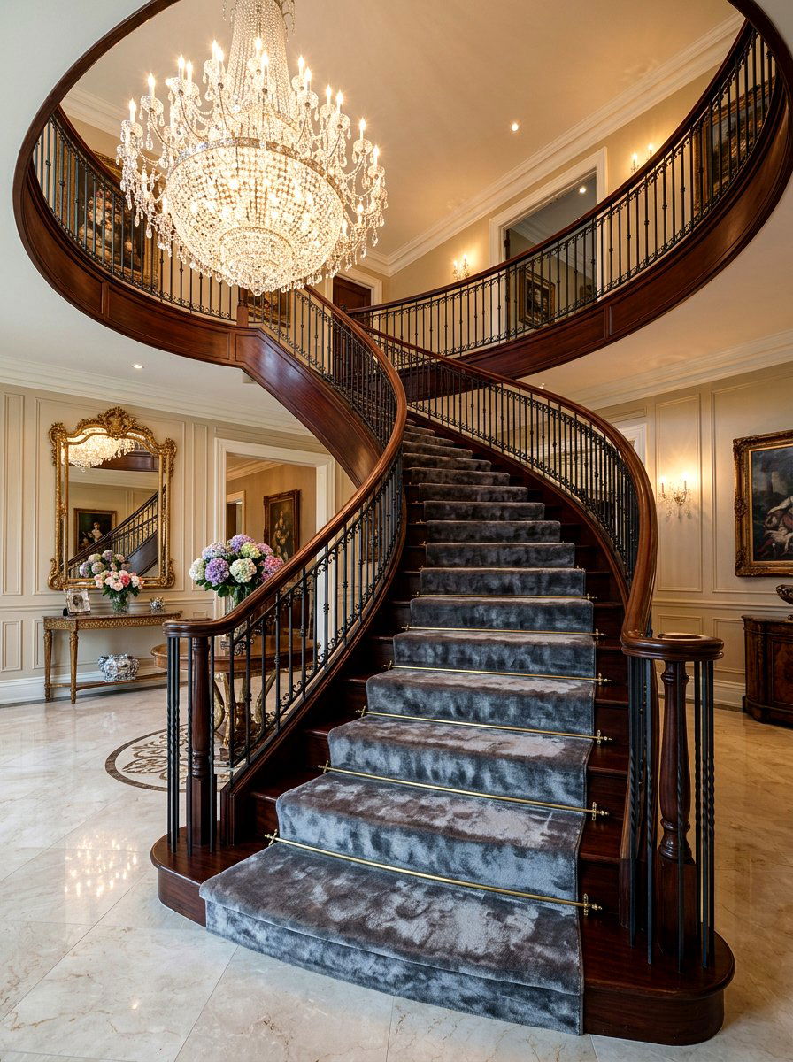 Velvet plush stair runner - 30 staircase runner ideas
