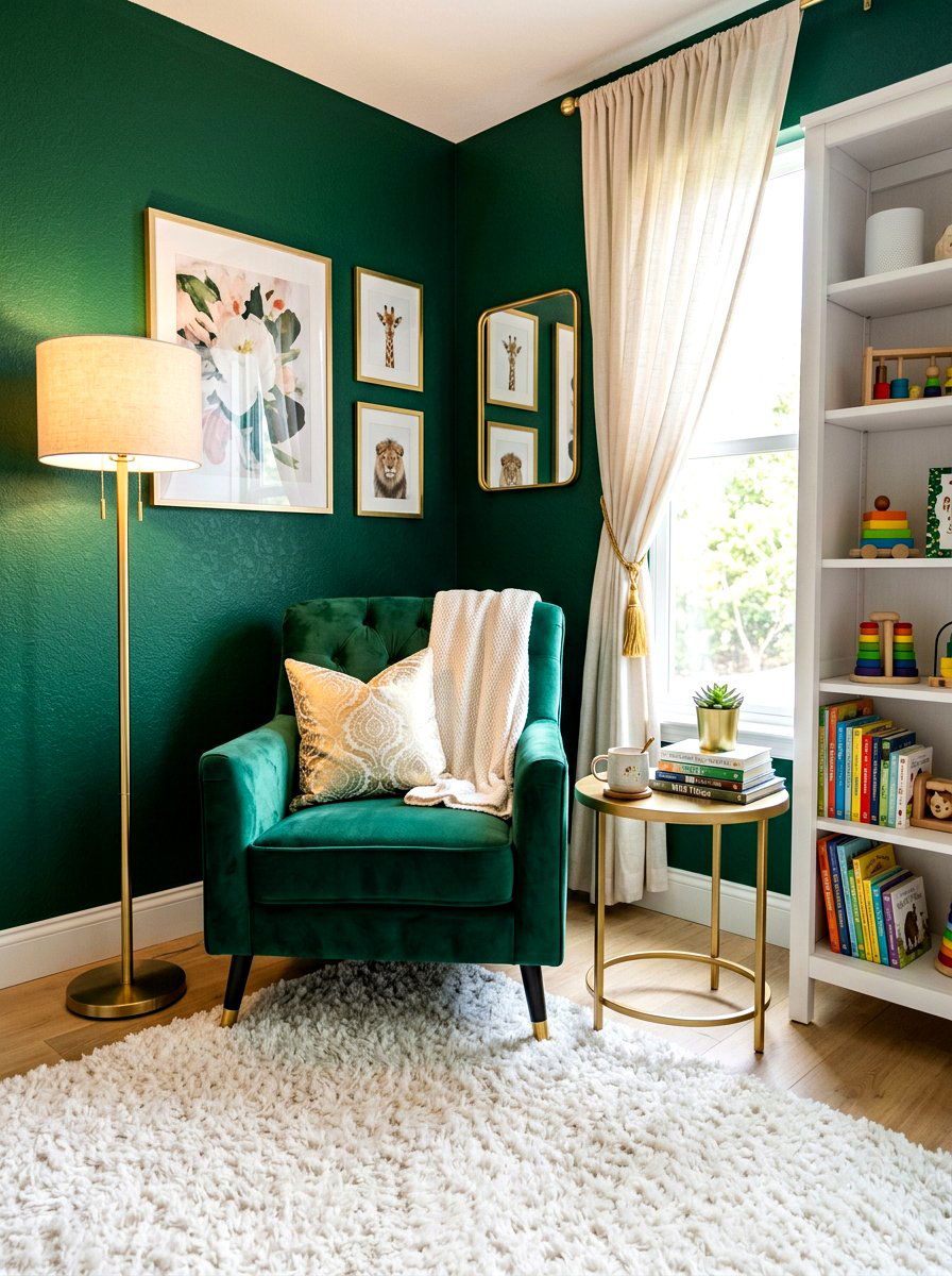 Velvet seating nursery reading nook - 30 nursery reading corner ideas