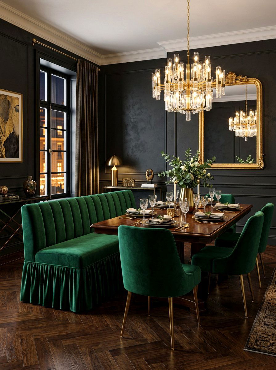 Velvet skirted dining bench - 30 skirted dining bench ideas