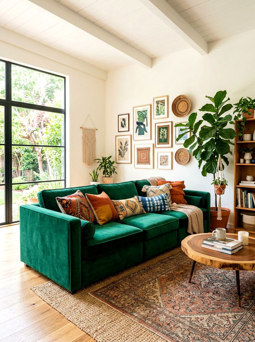 Velvet sofa - 30 sound absorbing decor ideas
