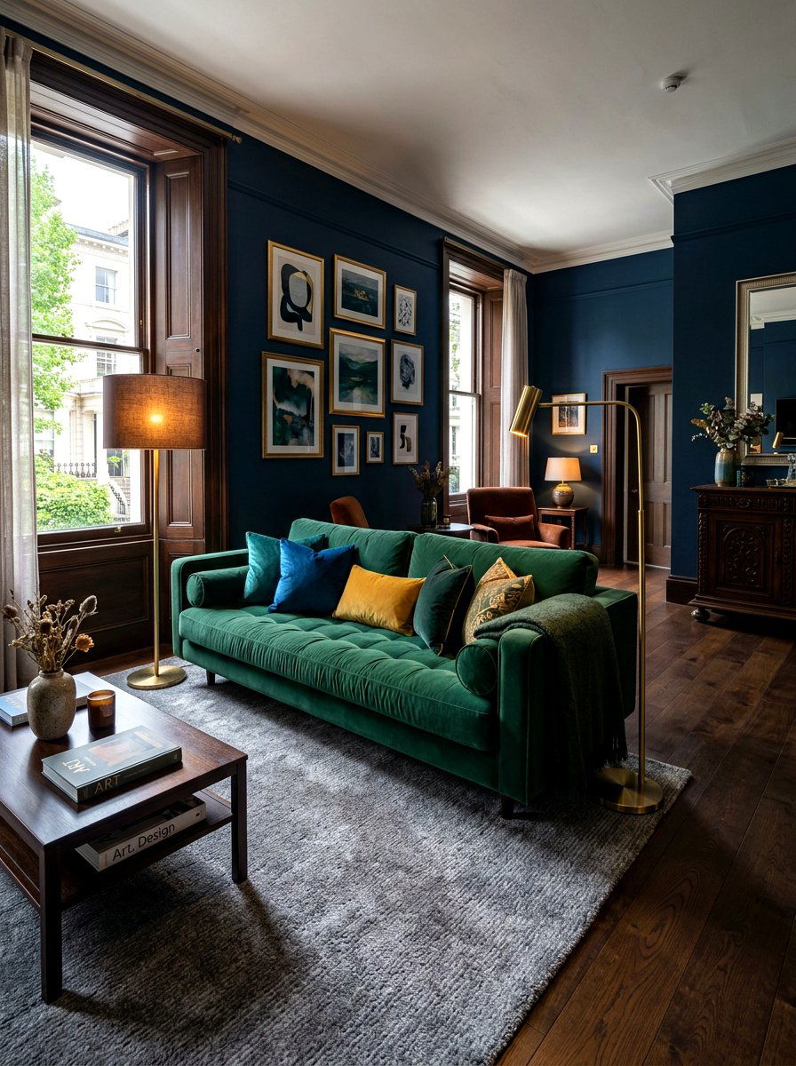 Velvet sofa living room - 30 hotel chic living room ideas