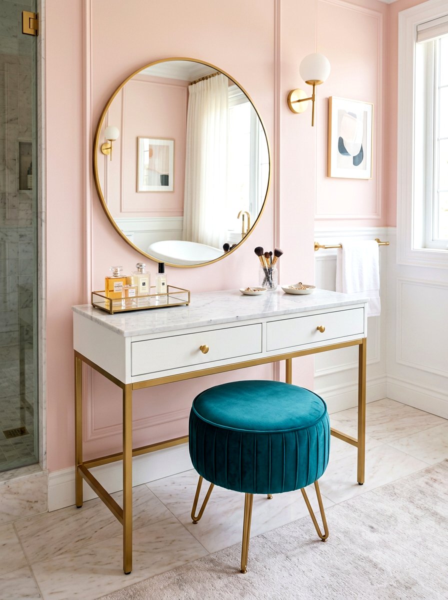 Velvet stool bathroom vanity - 30 neo deco bathroom ideas
