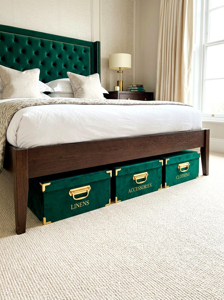 Velvet storage boxes - 30 under bed storage aesthetic ideas