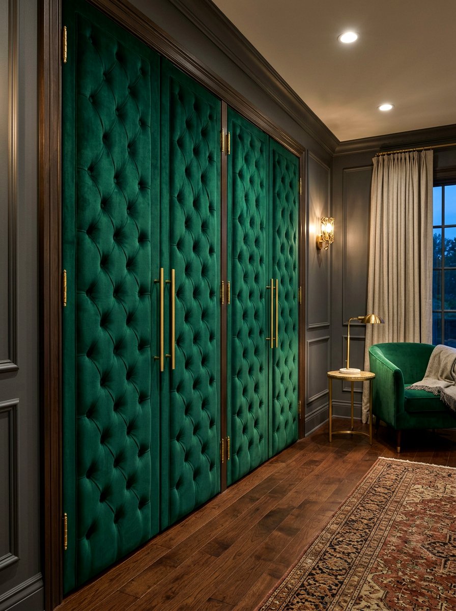 Velvet upholstered closet doors - 30 bedroom closet door ideas
