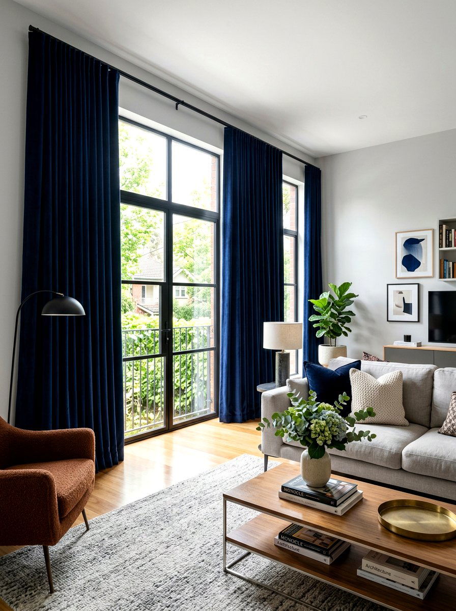 Velvet window curtains - 30 fall reset home ideas