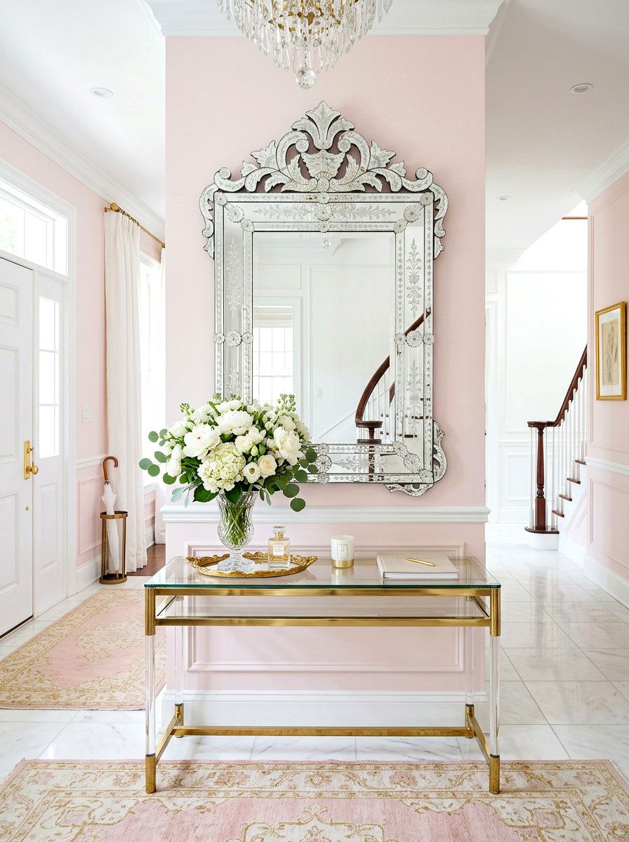 Venetian Etched Mirror Foyer - 30 antique mirror foyer ideas