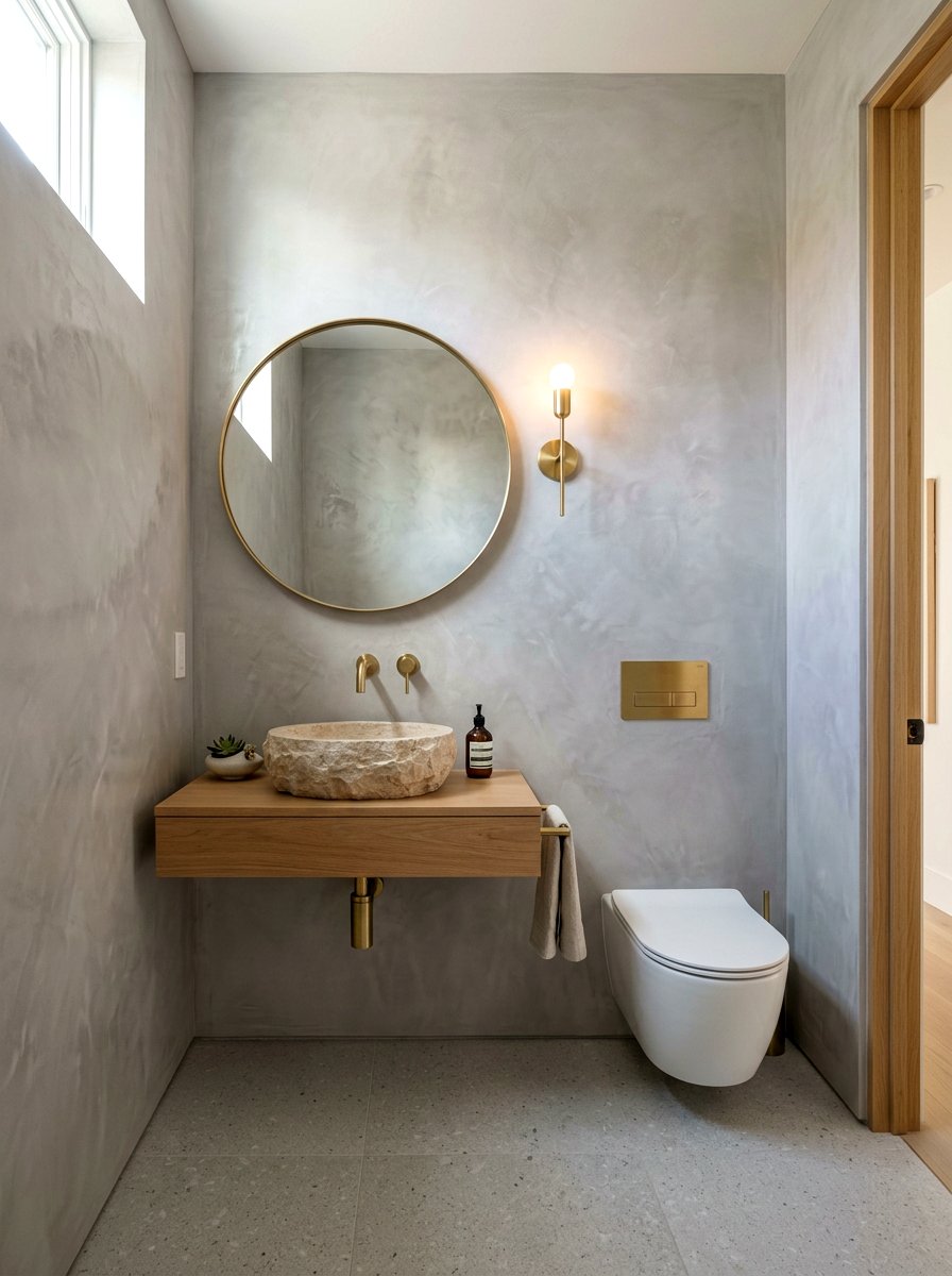 Venetian Plaster Powder Room - 30 boutique hotel powder room ideas