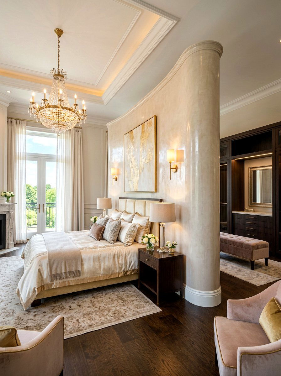 Venetian plaster curved partition - 30 curved partition wall ideas