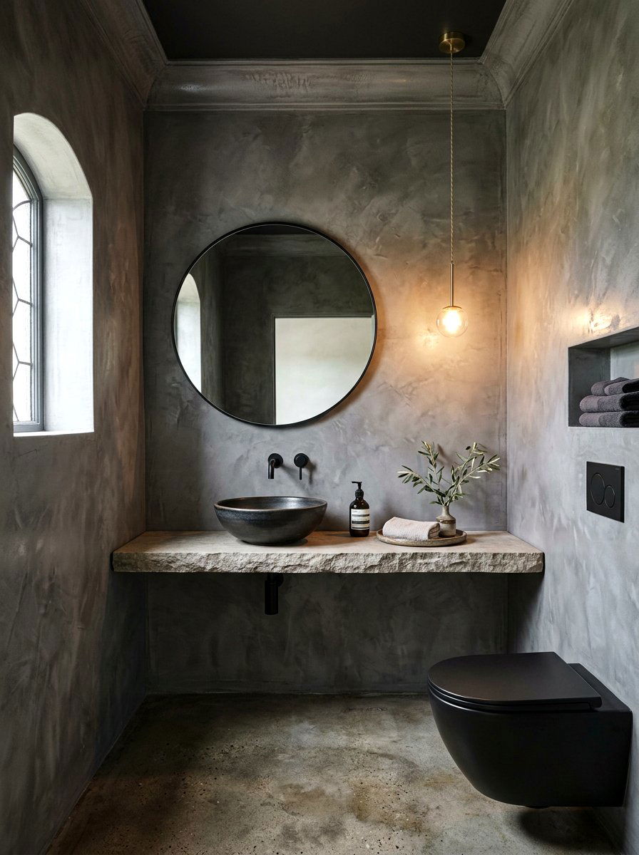 Venetian plaster powder room - 30 spa like powder room ideas