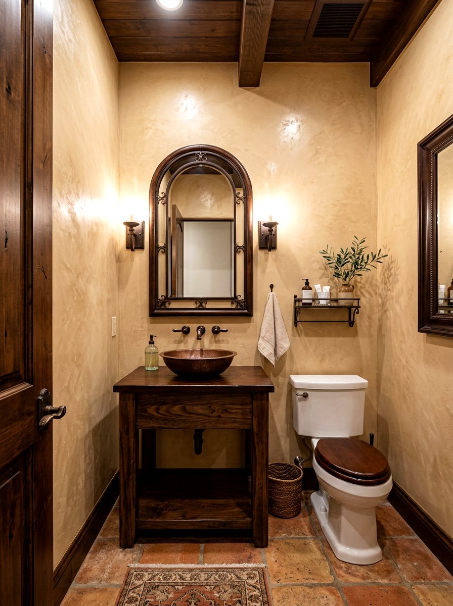 Venetian plaster walls - 30 traditional powder room ideas