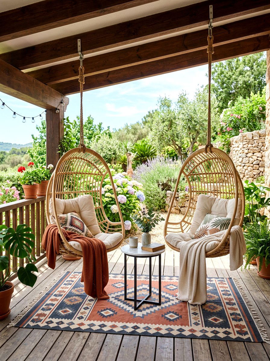 Veranda With Hanging Chairs - 30 veranda lounge ideas