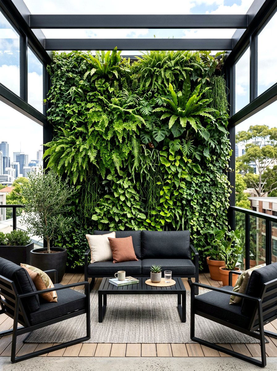Veranda With Vertical Garden - 30 veranda lounge ideas