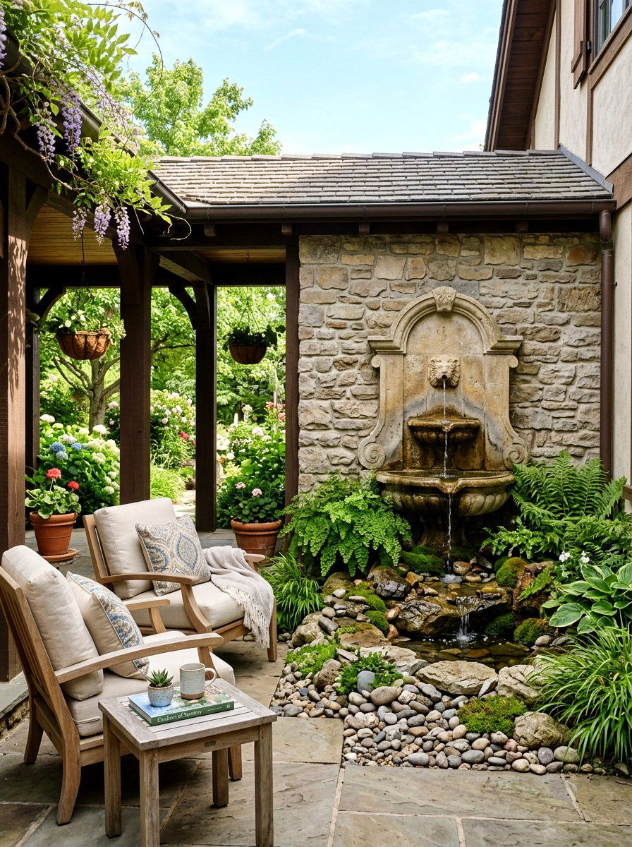 Veranda With Water Feature - 30 veranda lounge ideas