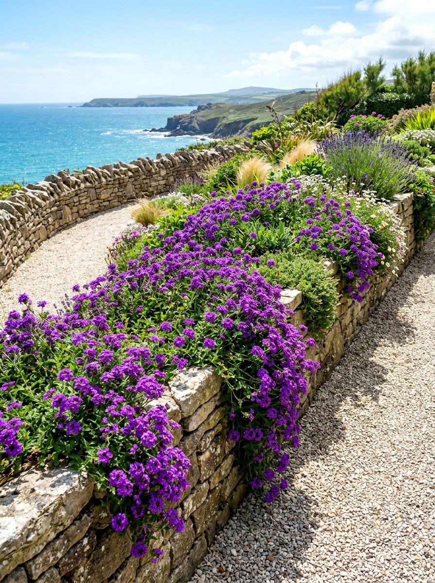 Verbena in flower bed displays - 30 annual flower bed ideas