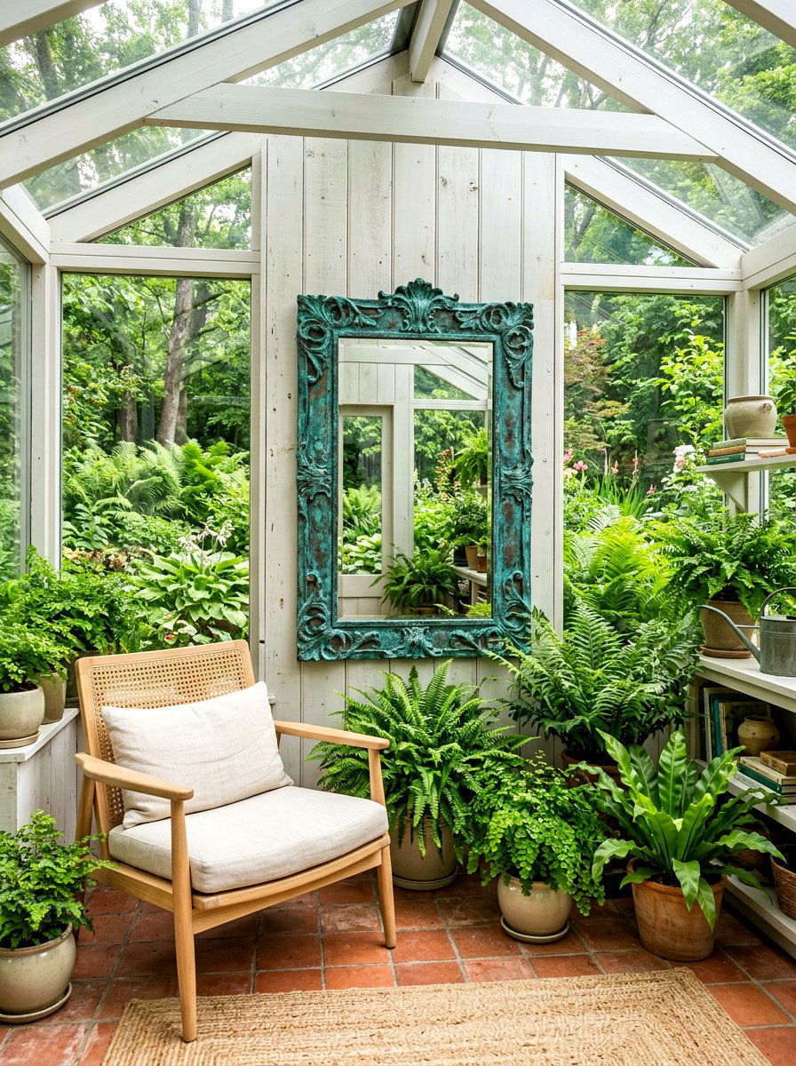 Verdigris Finish Mirror Frame - 30 antique mirror wall ideas