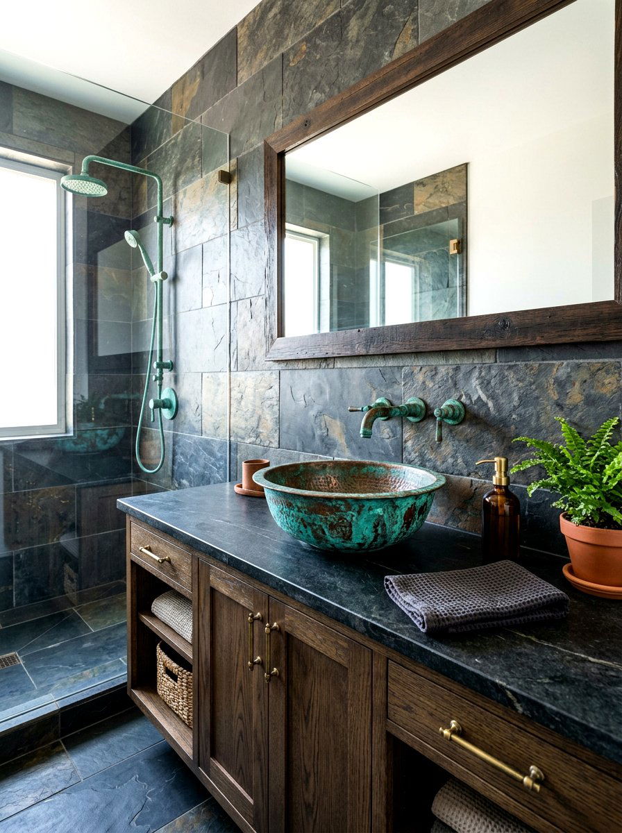 Verdigris Green Bathroom Fixtures - 30 green bathroom ideas
