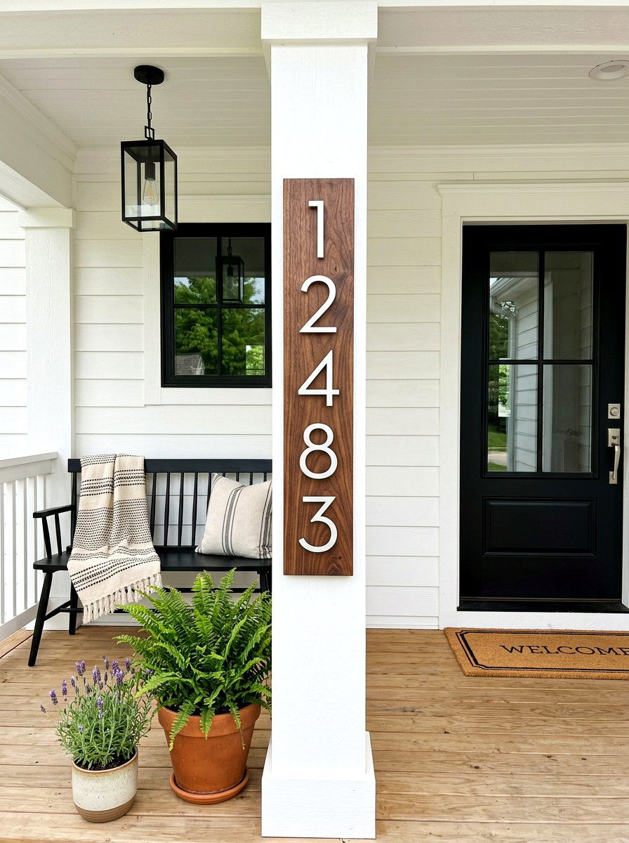 Vertical Address Plaque - 30 house number display ideas