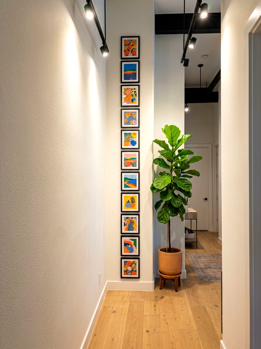 Vertical Art Wall - 30 bold colorful gallery wall ideas