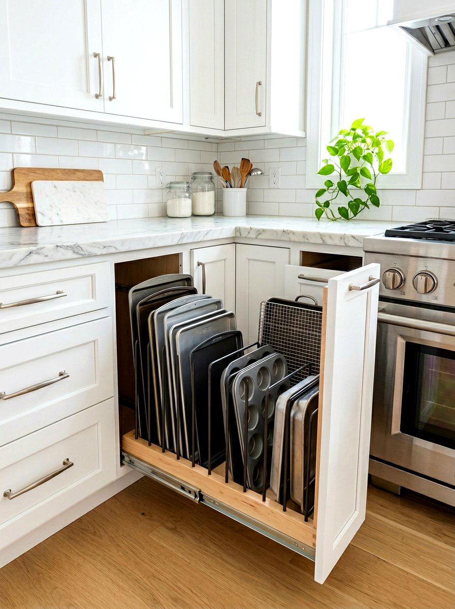 Vertical Baking Sheet Drawer - 30 kitchen drawer organization ideas