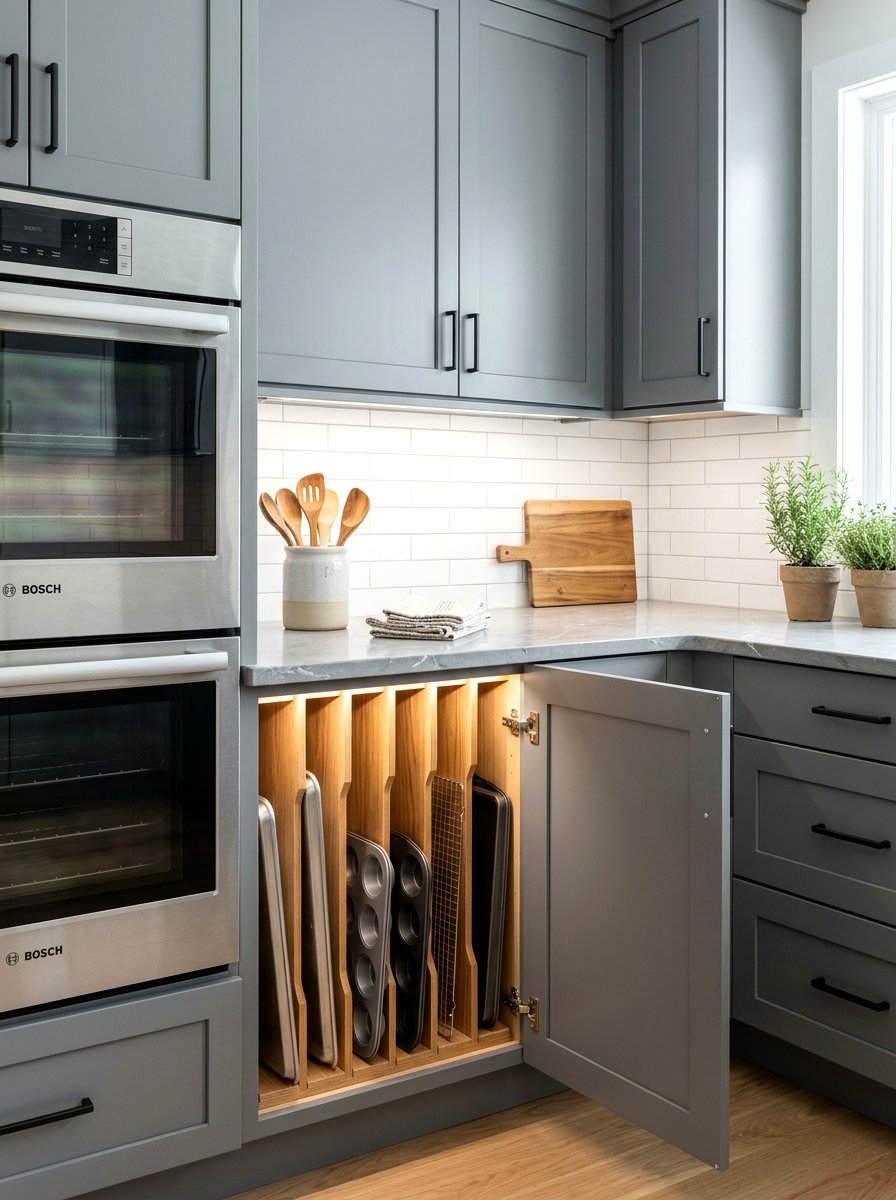 Vertical Baking Sheet Storage - 30 baking pantry ideas