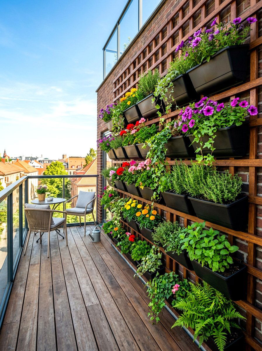 Vertical Balcony Wall Garden - 30 small planter ideas