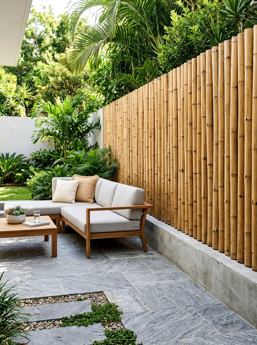Vertical Bamboo Pole Fence - 30 bamboo privacy screen ideas