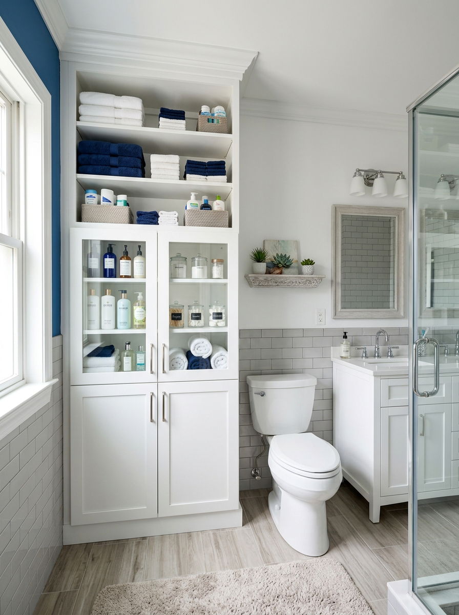 Vertical Bathroom Linen Cabinet - 30 over toilet cabinet ideas