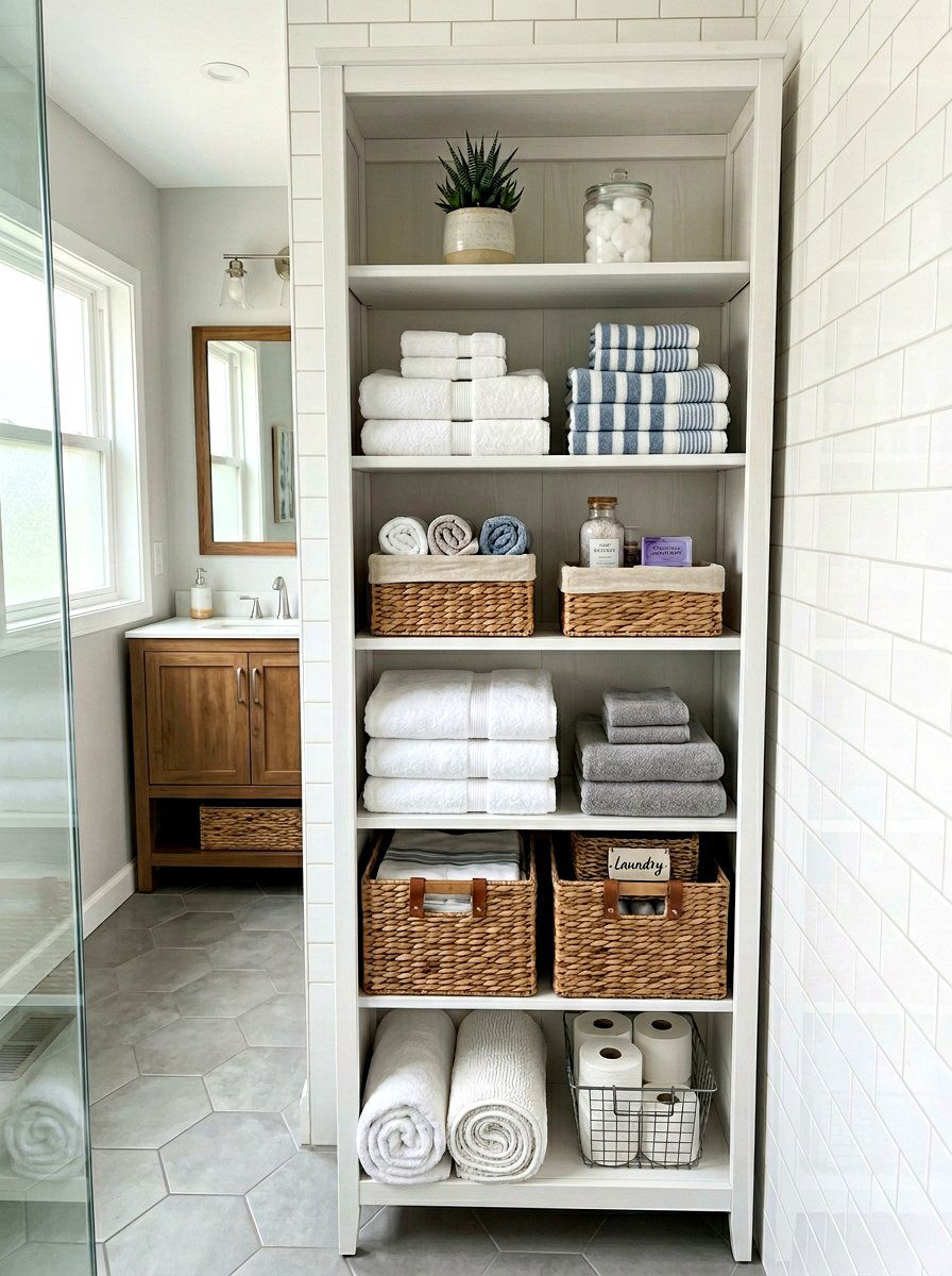 Vertical Bathroom Storage Shelf - 30 bathroom shelf decor ideas
