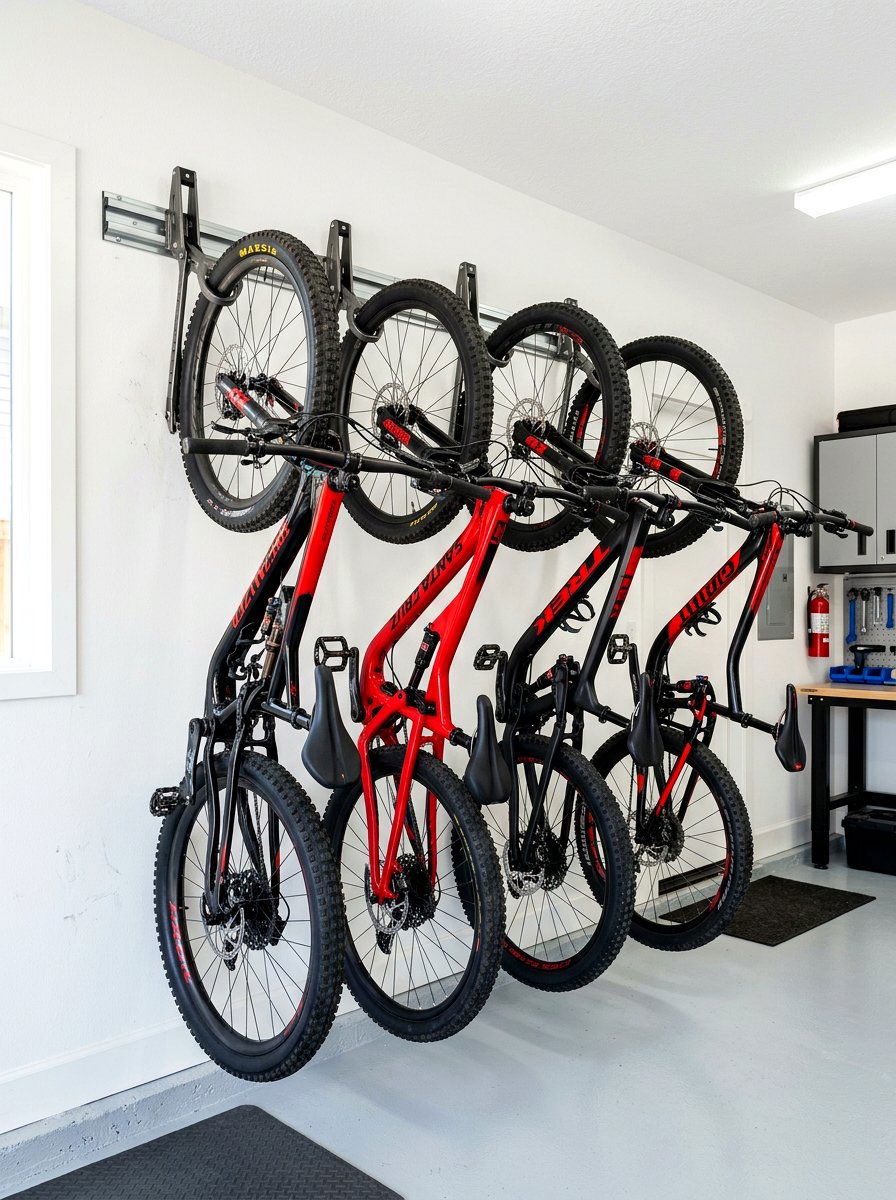 Vertical Bike Rack Wall Mount - 30 garage sports equipment storage ideas