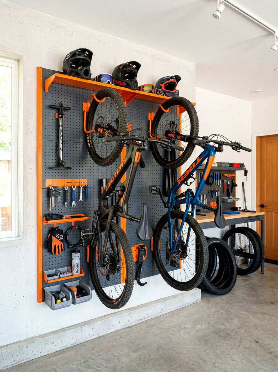 Vertical Bike Storage - 30 garage pegboard ideas