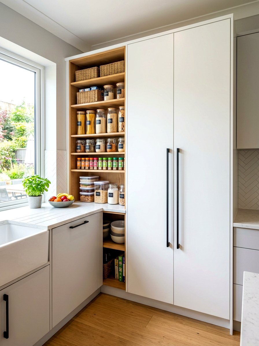 Vertical Black Long Pulls Pantry - 30 long pull cabinet ideas