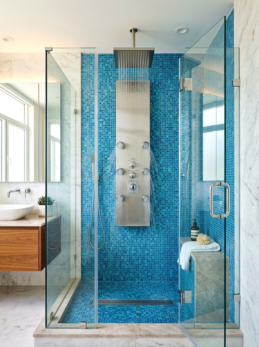 Vertical Body Jet Spray - 30 rain shower bathroom ideas