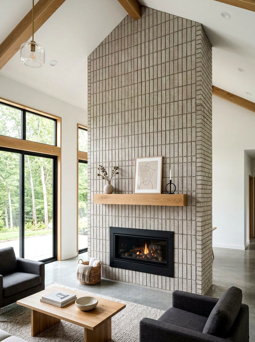 Vertical Brick Fireplace - 30 brick fireplace ideas