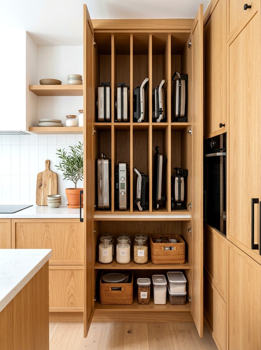 Vertical Cabinet Divider - 30 cabinet appliance storage ideas